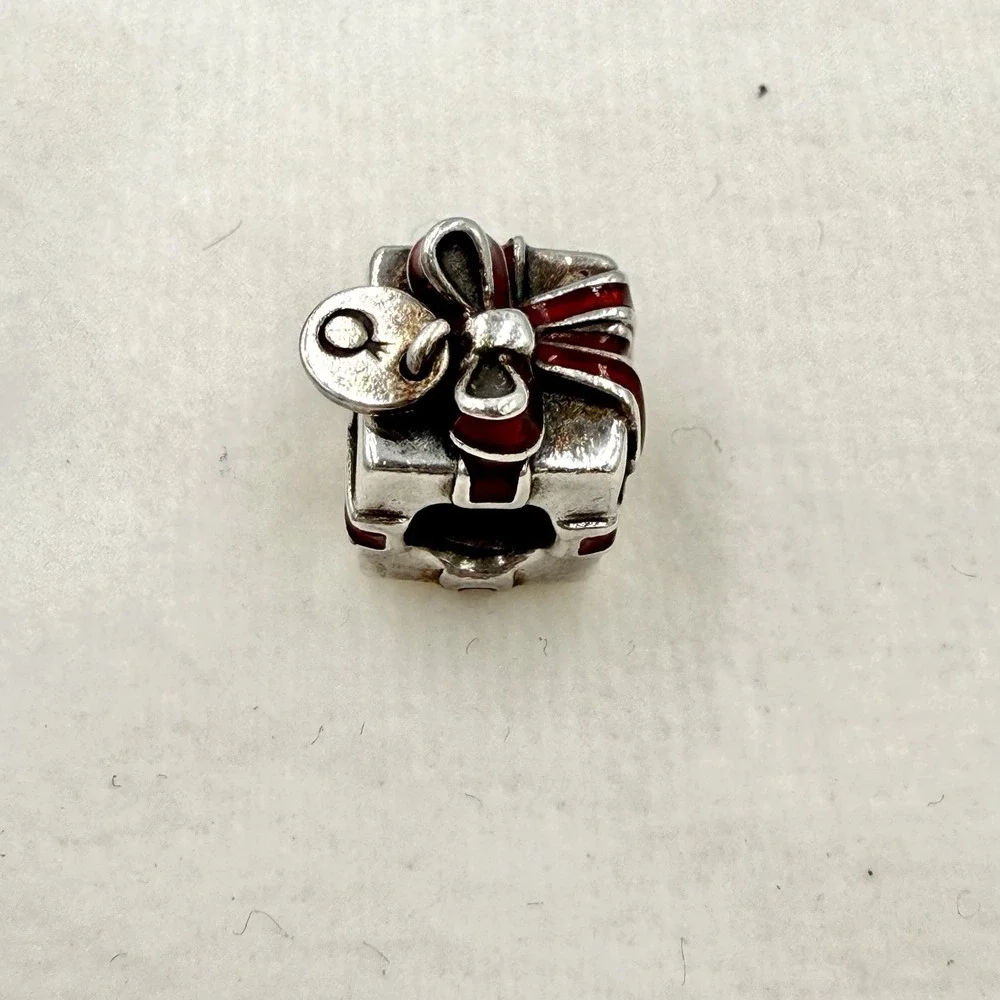 Pandora Red Gift Present Bead Charm in Sterling Silver .925 Christmas Holiday - Picture 2 of 7